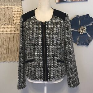 Lucky Brand black and white tweed zip up jacket